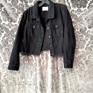 Kan Can women’s 100% cotton black crop denim jacket size xl
